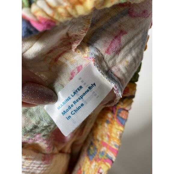 Marine Layer Women's Medium Maxi Skirt Cotton Gauze Floral Tiered Cottage Boho - Picture 5 of 7